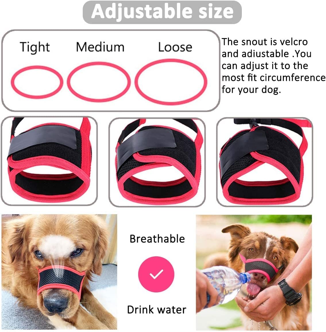 LUCKYPAW bozal diseño con cierre Velcro para colocación rápida.