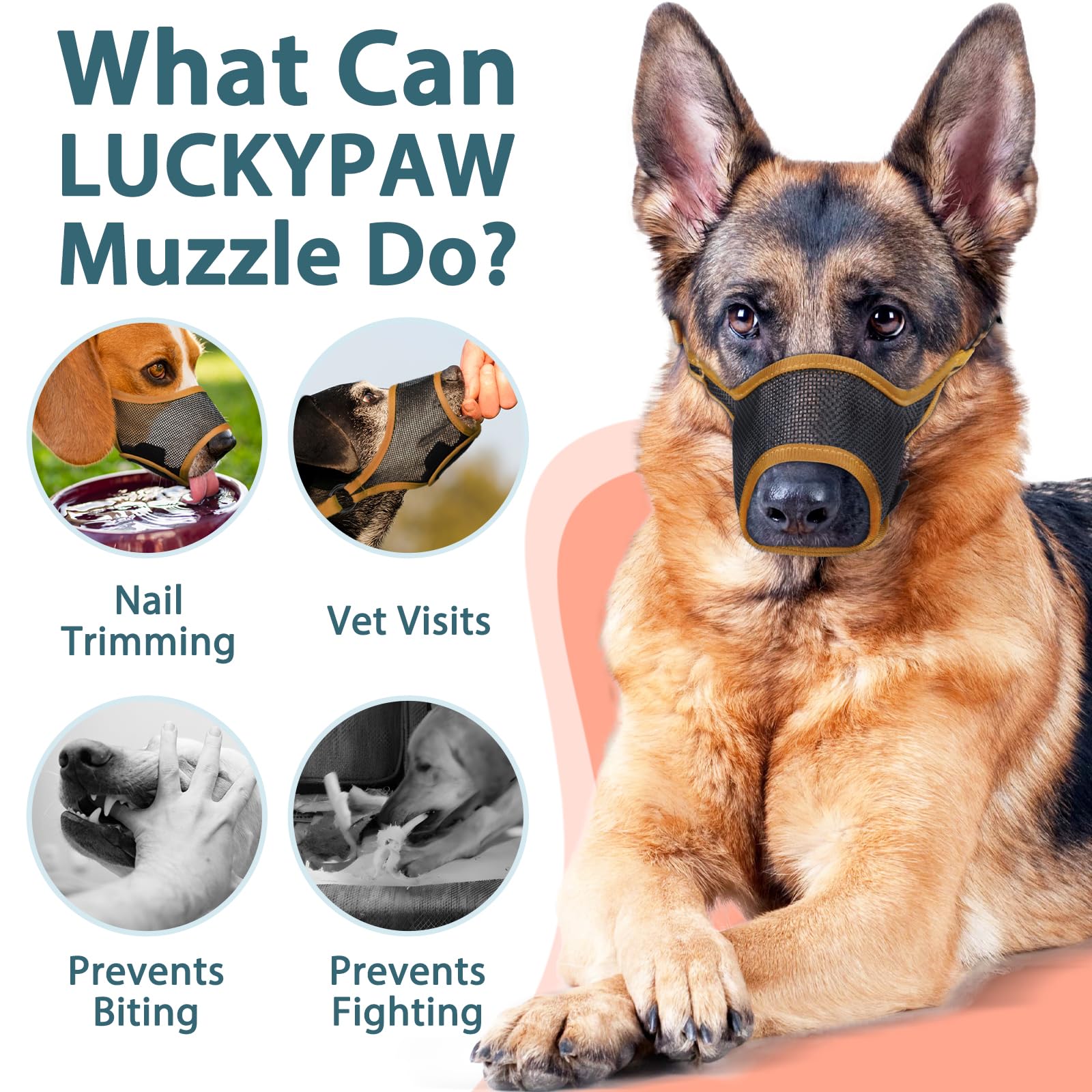 LUCKYPAW bozal diseño ligero reduce peso en el rostro durante el uso diario