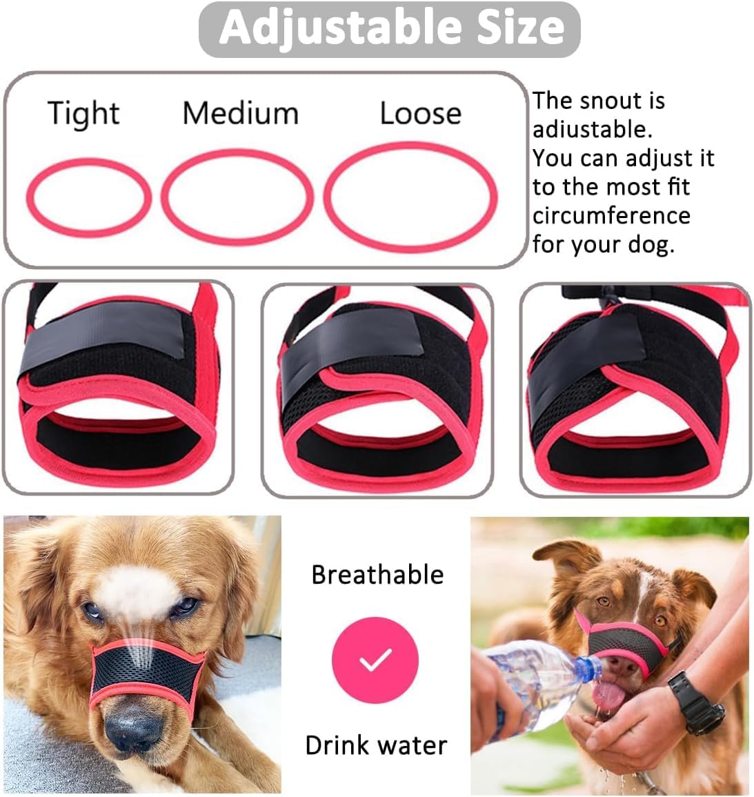 LUCKYPAW bozal para perros, diseño ergonómico con correa de ajuste.