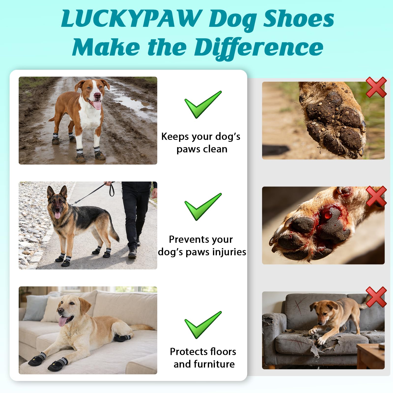 Luckypaw con correas reflectantes para ajuste seguro y visible