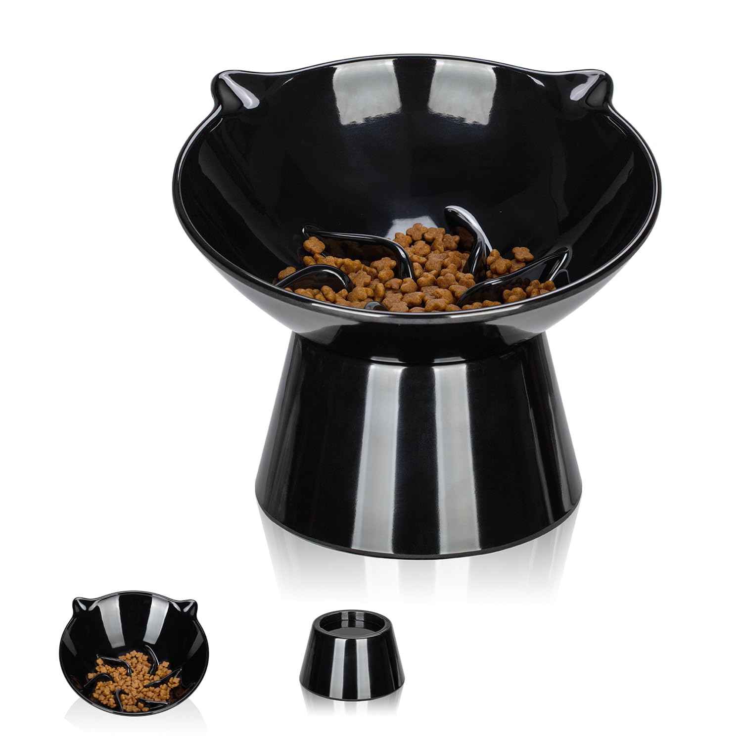 LuckyPots diseño lento interior para gatos favorece comida pausada.