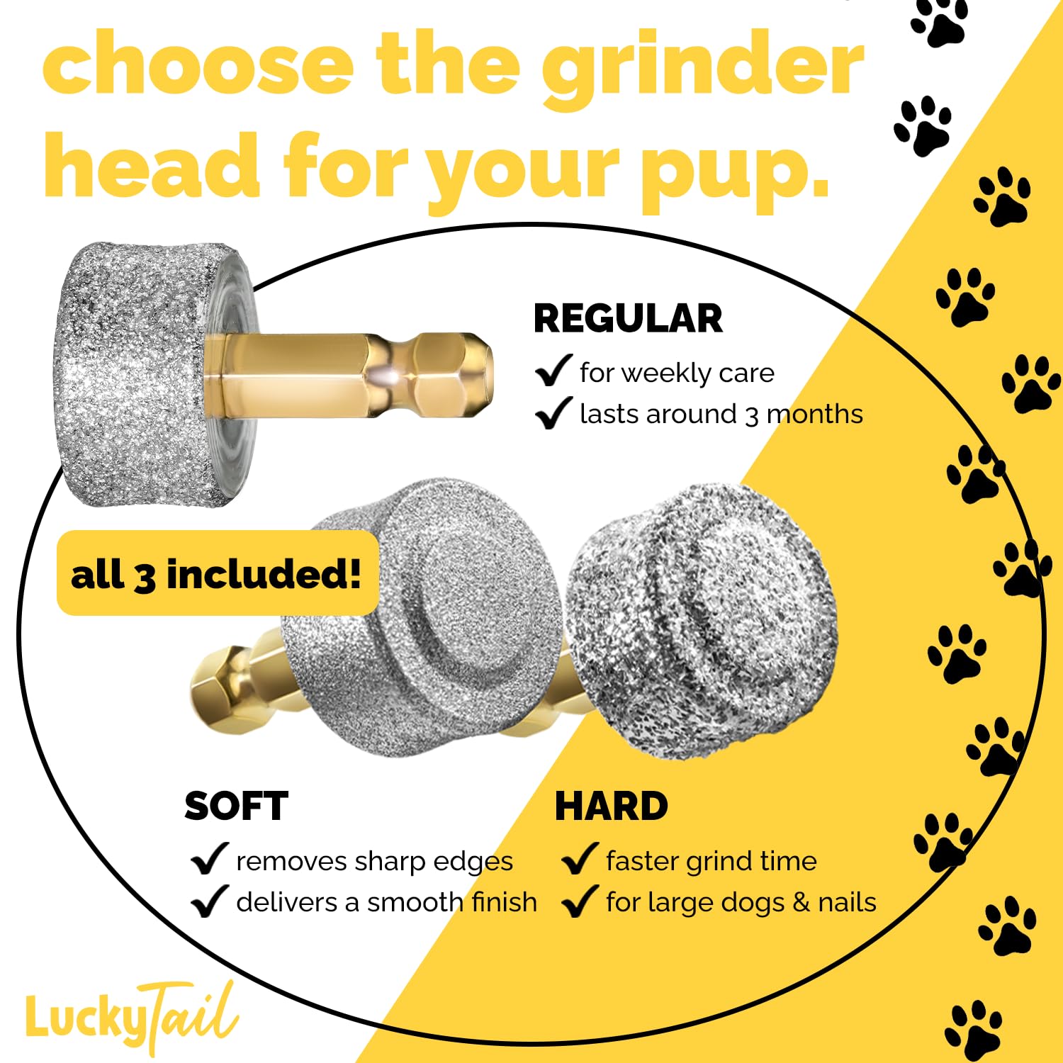 LuckyTail cabezal duro para uñas gruesas, resultado rápido y eficiente.