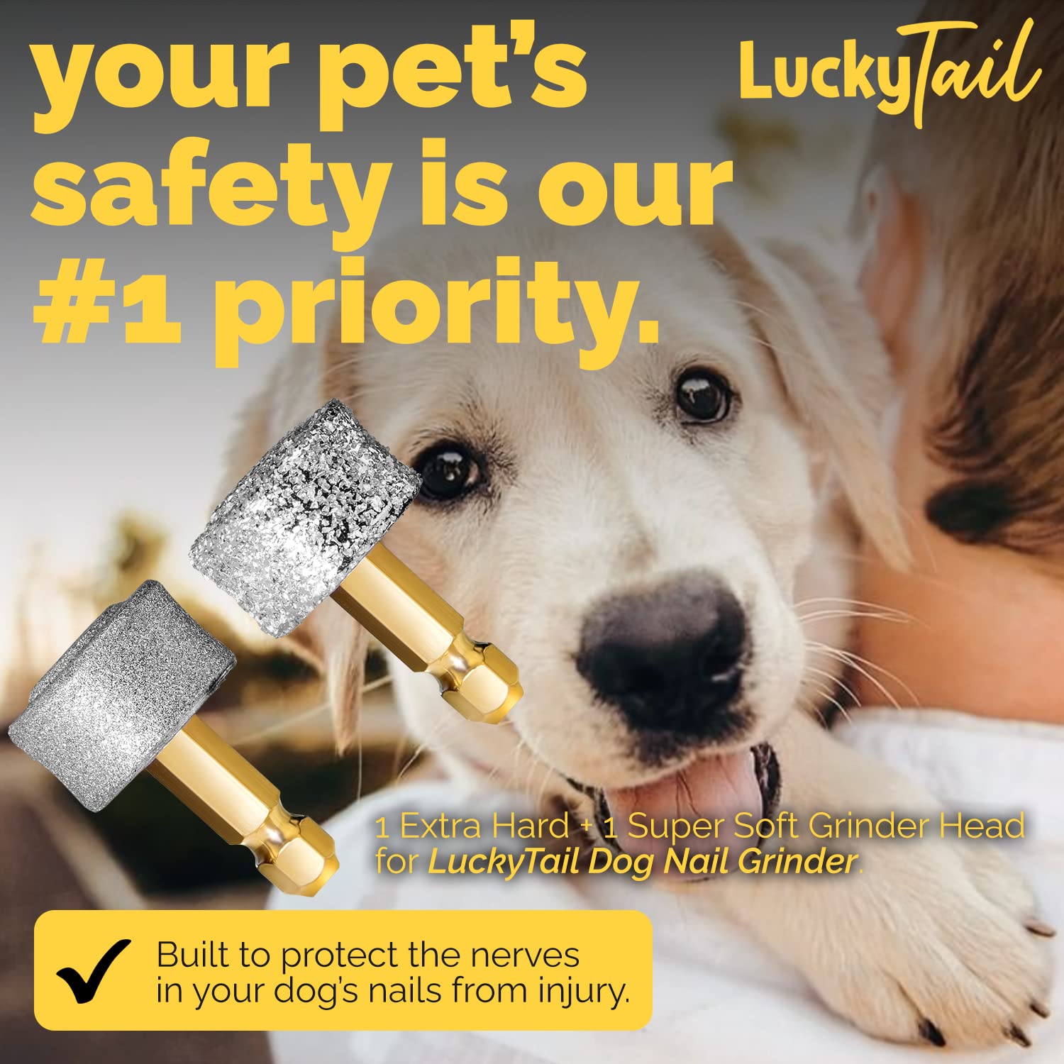 LUCKY TAIL cabeza suave para eliminar aristas y alisar uñas de perro