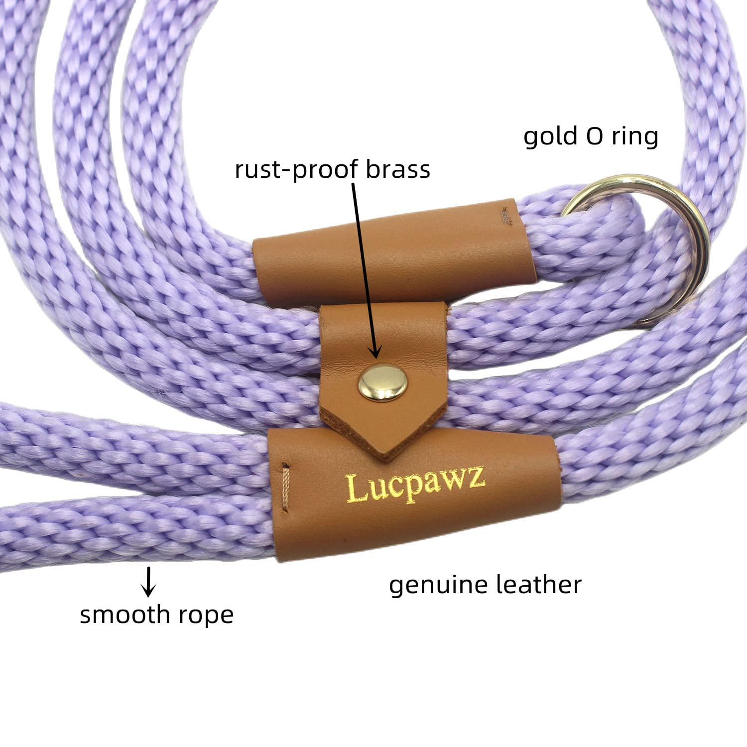Lucpawz gancho dorado resistente, cierre seguro para paseos.