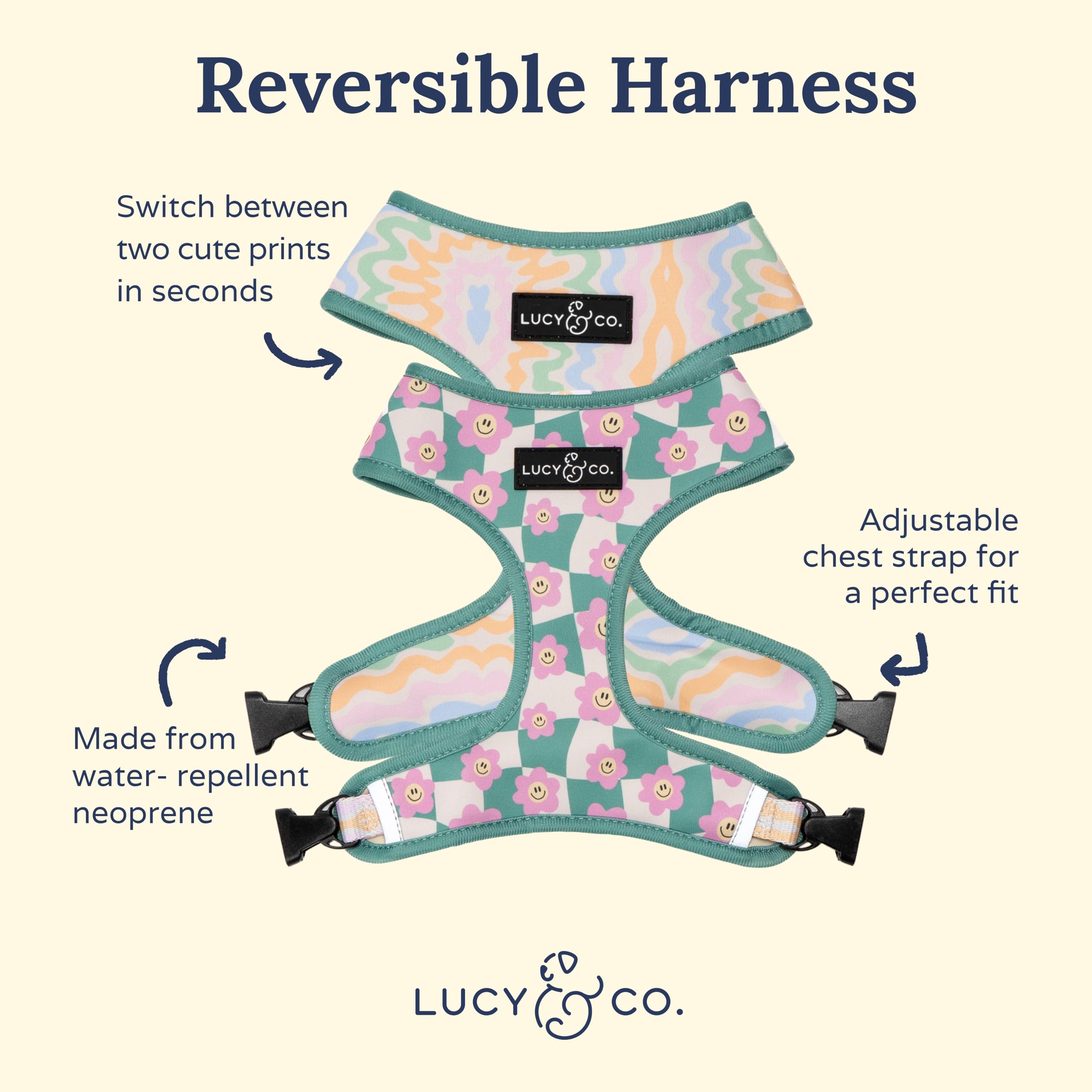 Ajuste versátil XS-XL, Lucy & Co. arnés reversible Just Chill