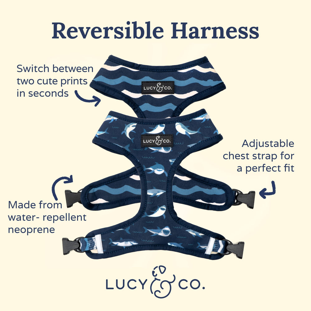 Arnés Lucy & Co. ajustable de pecho, cómodo para paseos largos.