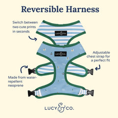 Lucy & Co. Set Sail arnés ajustable en el pecho para perros activos.