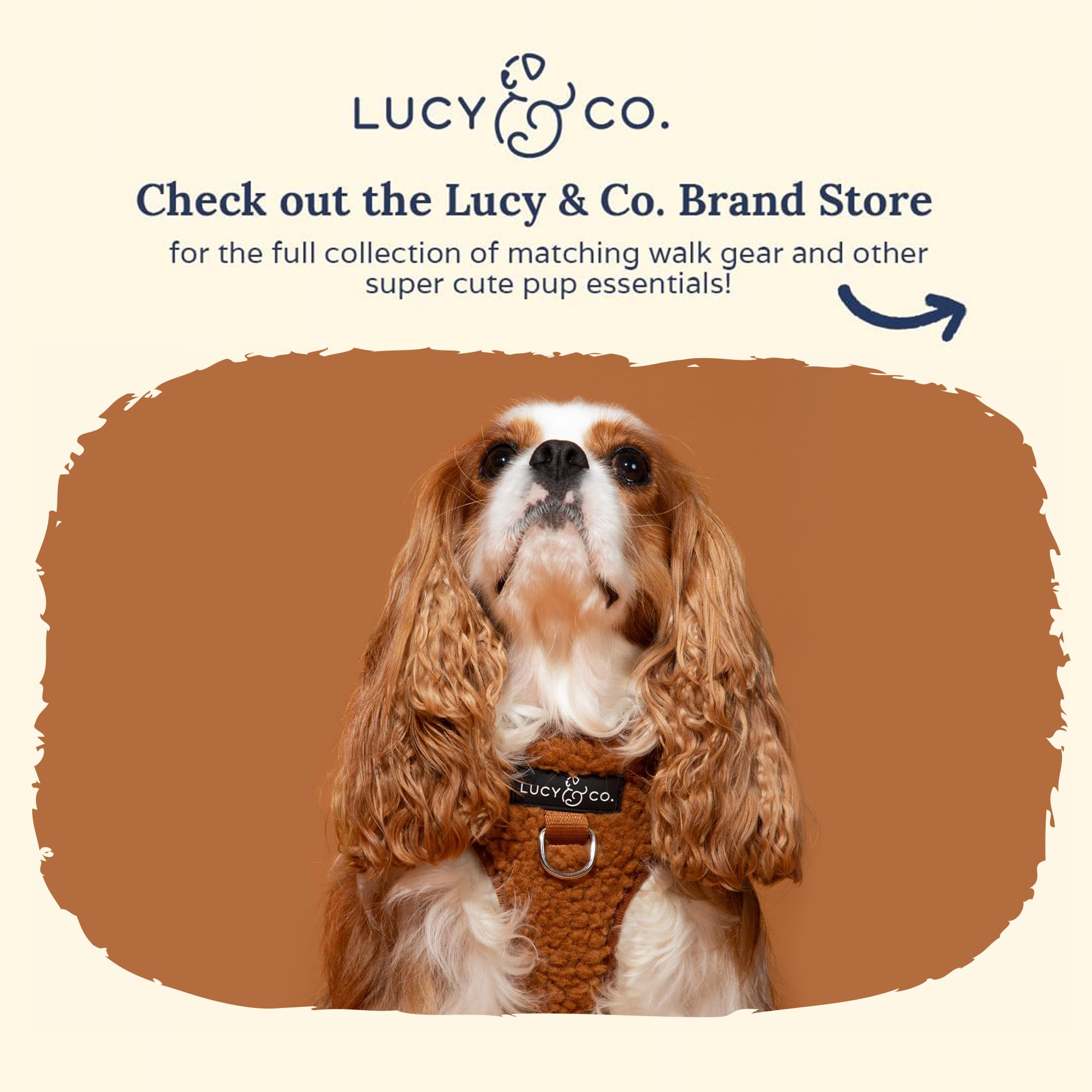 Lucy & Co. arnés Teddy Canela, suave forro de teddy fleece para más calor.