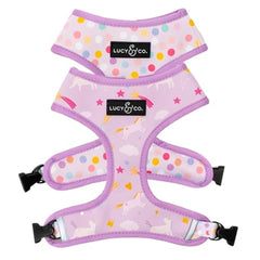 Lucy & Co arnés unicornio mágico, frente y dorso reversibles para estilo.