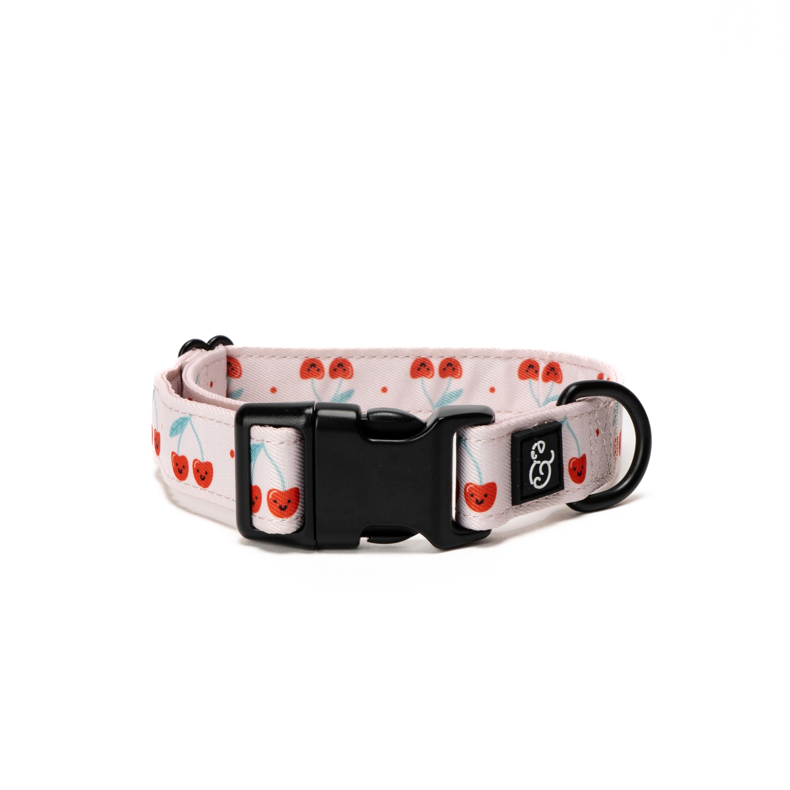 Lucy & Co. Cheery Cherries collar con hebilla metálica, ideal para paseos seguros