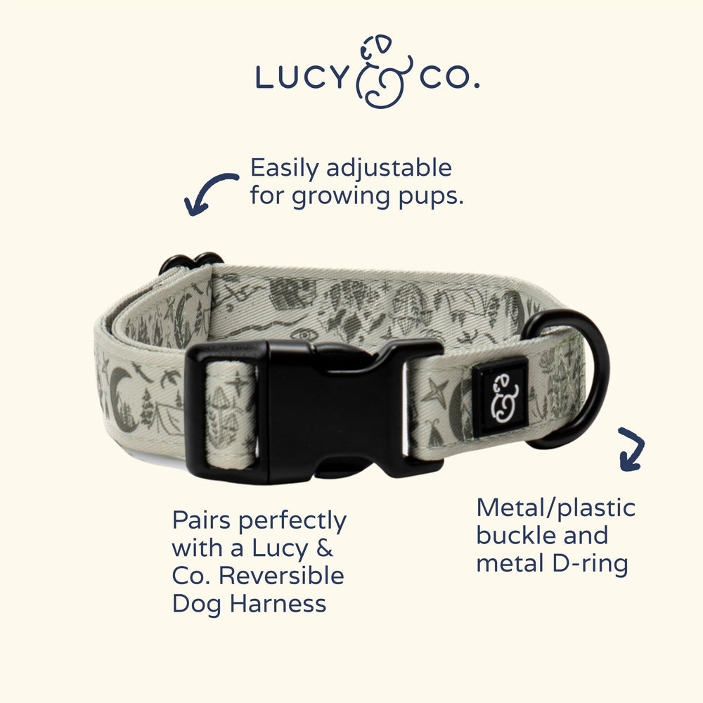 Collar Lucy & Co diseño verde a cuadros para estilo al aire libre.