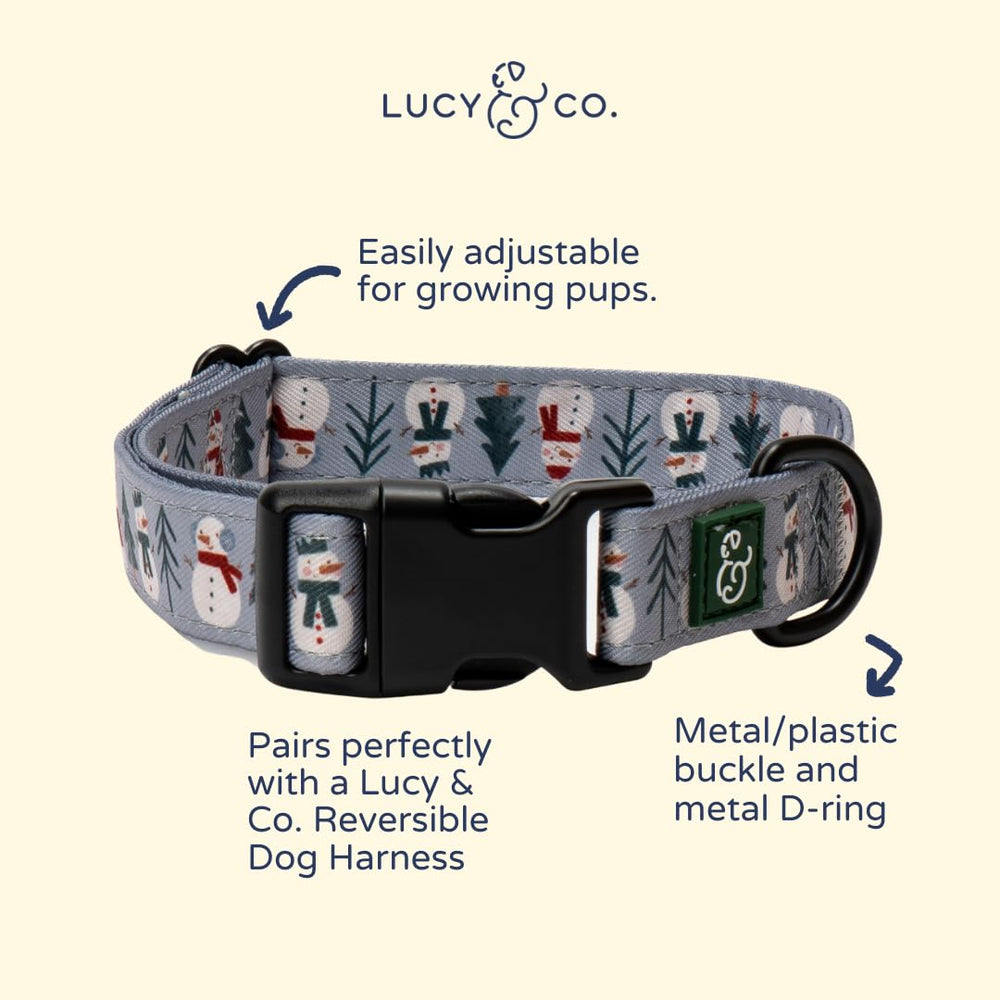 Collar Lucy & Co con estampado de muñeco de nieve, cómodo para paseos.
