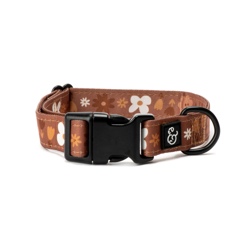 Lucy & Co. collar para perro con pradera chocolate, ideal para paseos diarios.
