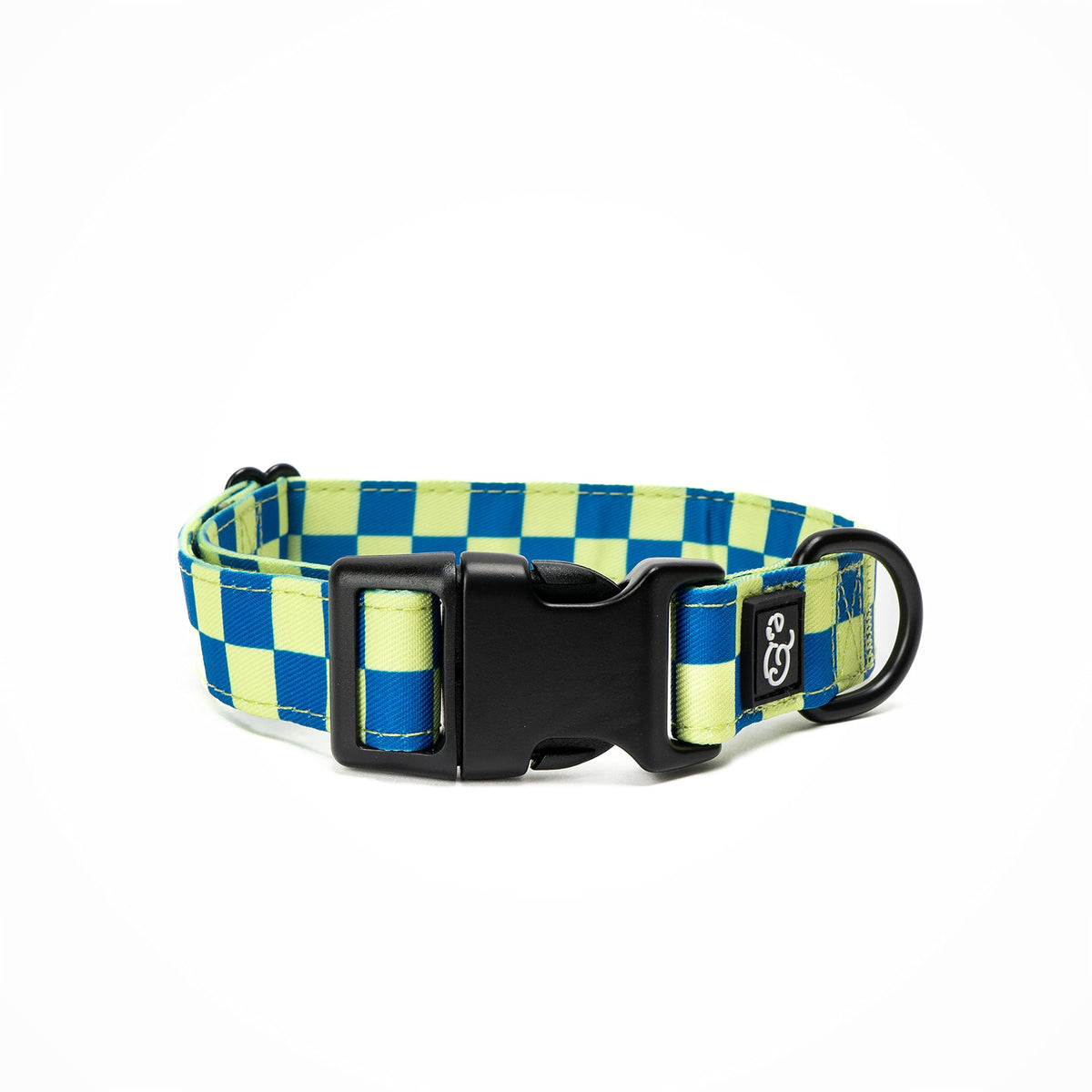 Collar Lucy & Co para perros, diseño verde lima y azul, ideal para paseos con estilo