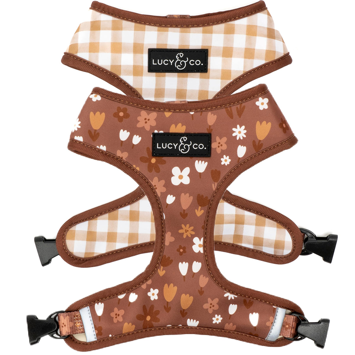 Lucy & Co: correa reversible para paseo con diseño floral en frente y dorso.