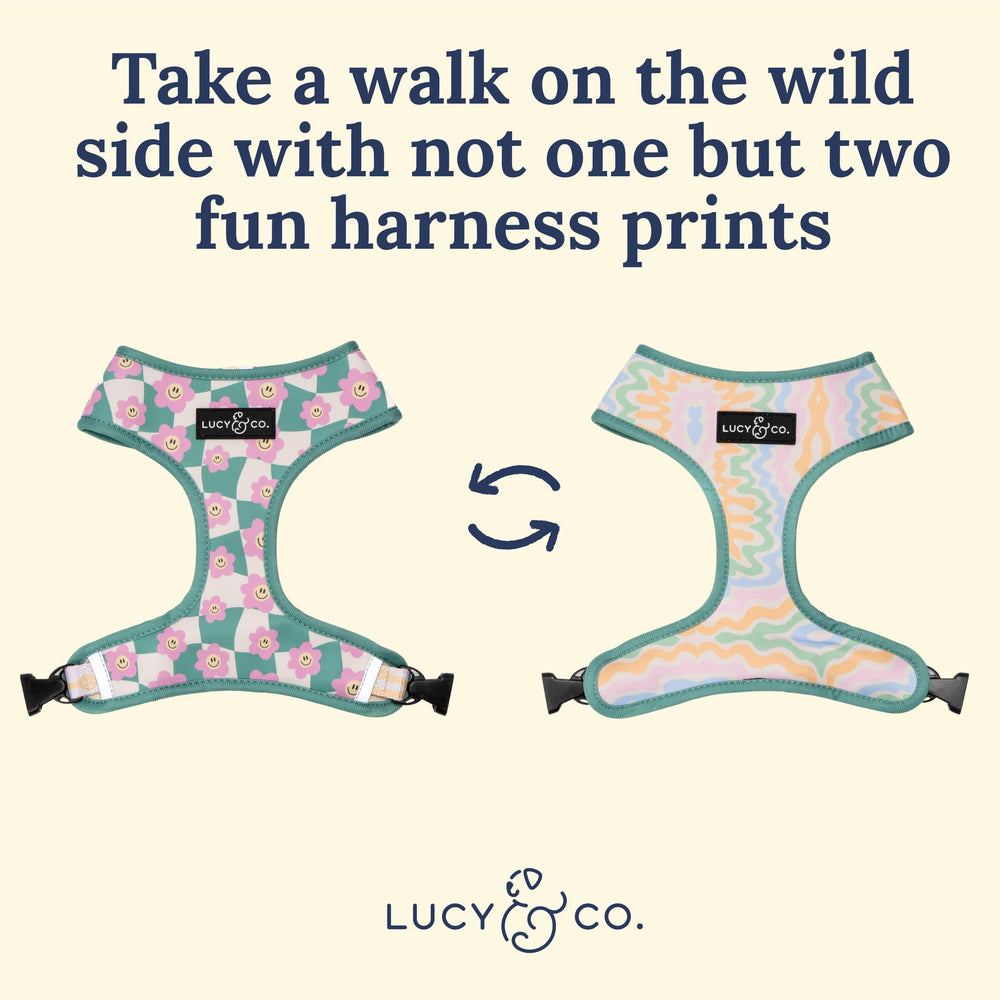 Lucy Co Just Chill arnés reversible en dos colores.