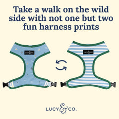 Lucy & Co Set Sail diseño azul con rayas, estilo único para perros medianos