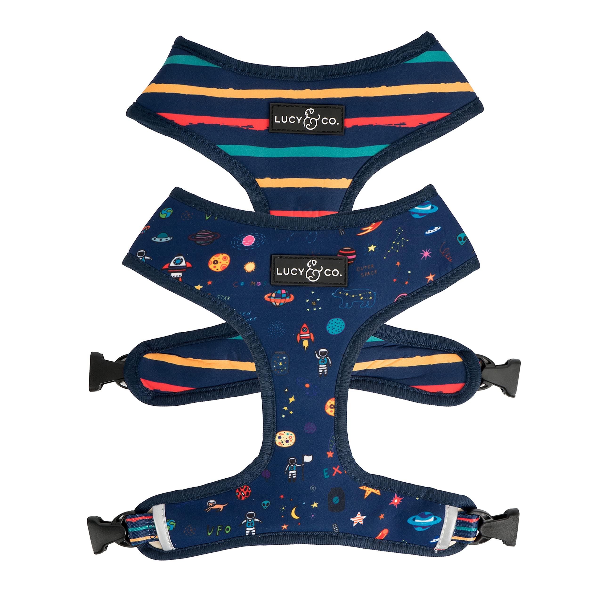 Lucy & Co Space Doodle: arnés reversible para paseos cómodos y seguros
