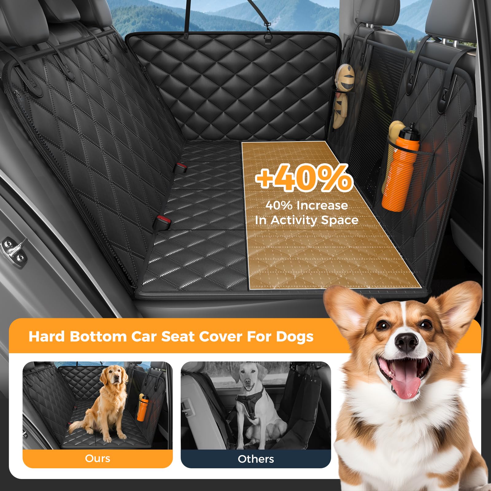 Barreras extensible para perros en coche, mantiene al animal seguro.