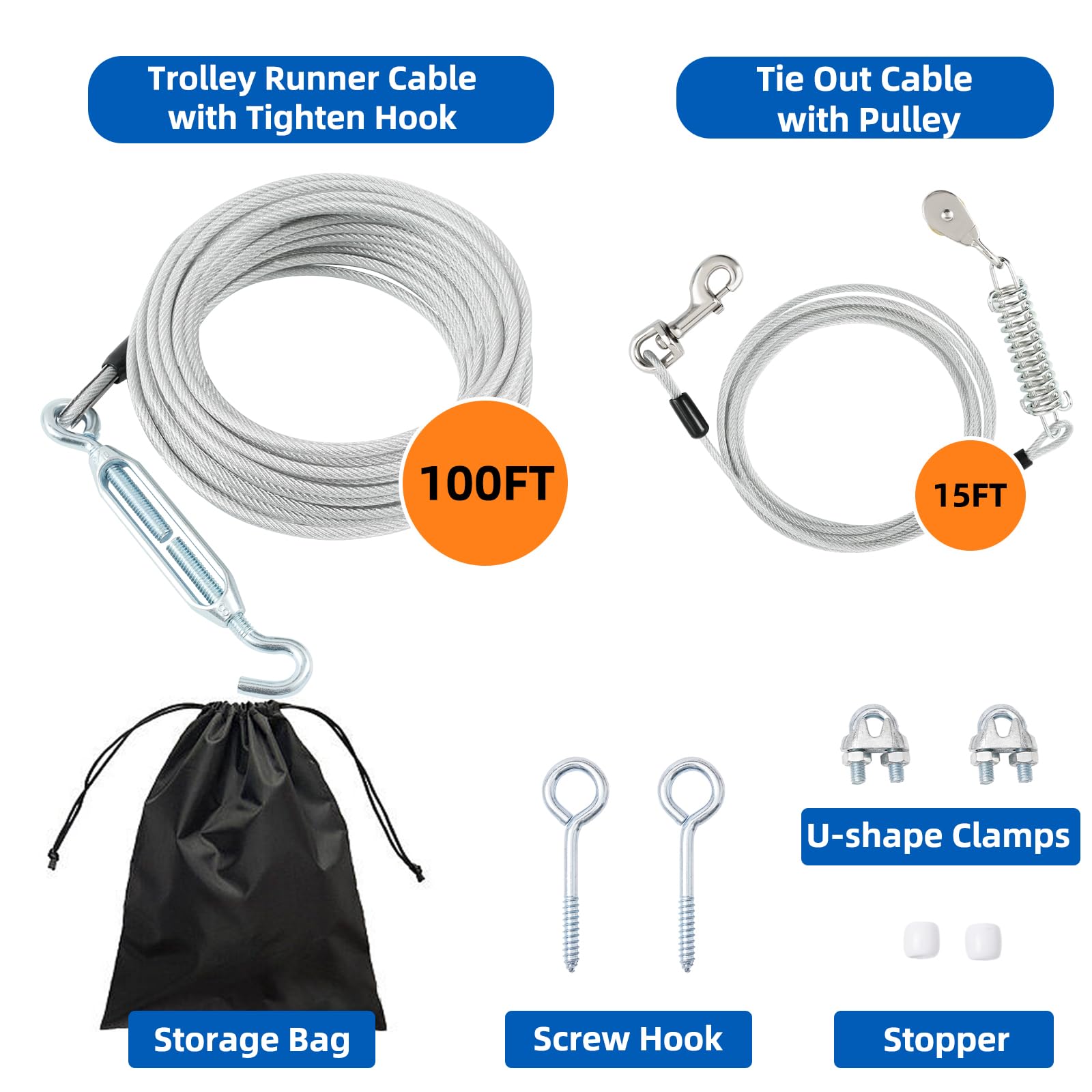 LUFFWELL cable de amarre de 15 ft para perros, control y seguridad.
