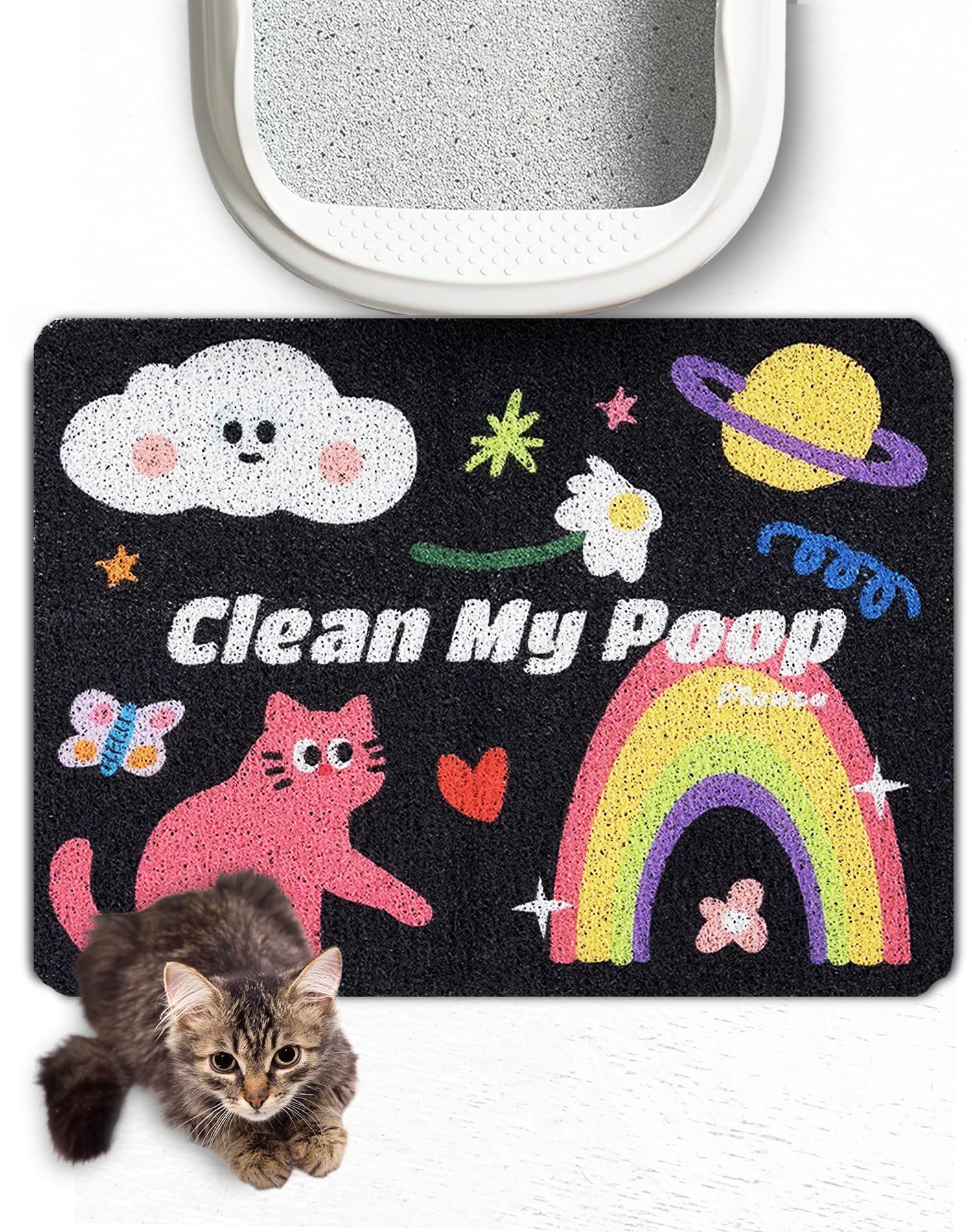 Lukamoo alfombrilla para arena de gatos 24x16 captura la arena derramada y protege el suelo