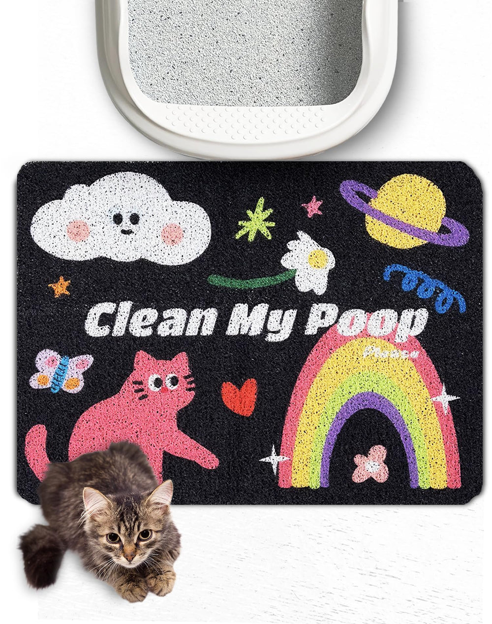 Lukamoo alfombrilla para arena de gatos 24x16 captura la arena derramada y protege el suelo