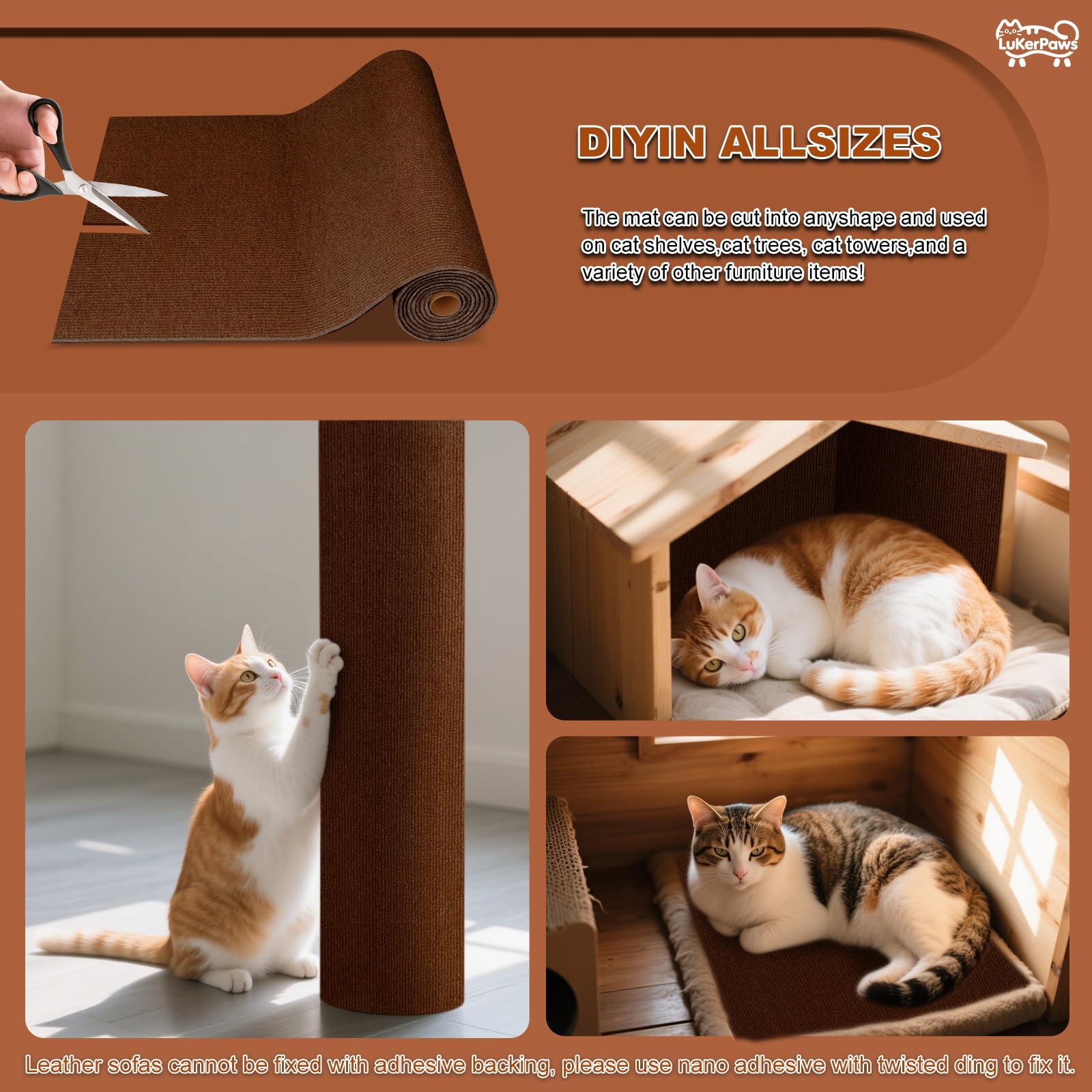 LukerPaws montaje adhesivo fácil sin residuos para instalación.