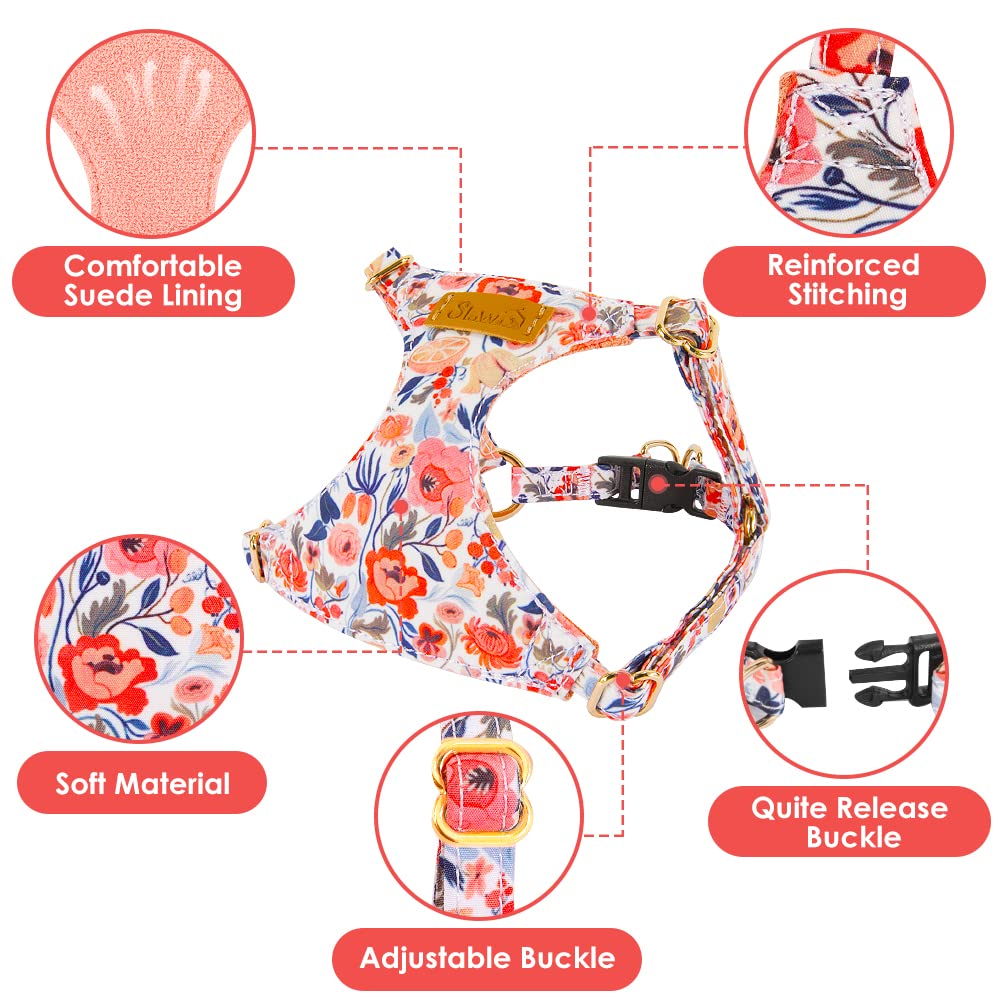 Lukovee arnés cachorro estampado floral, diseño llamativo y duradero.