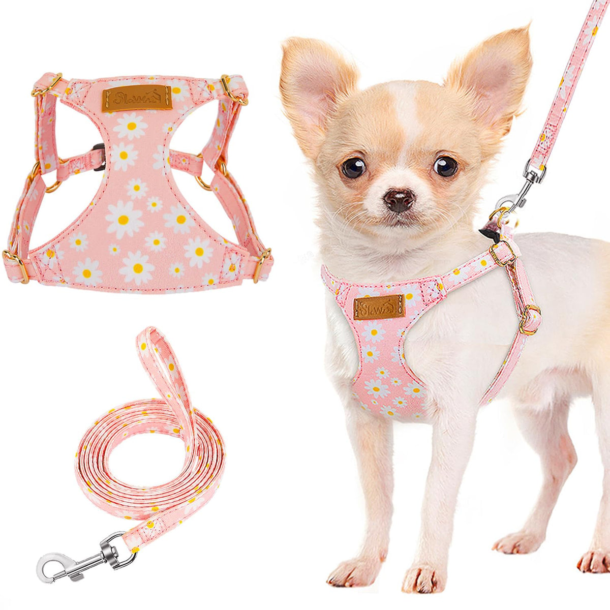Arnés Lukovee para cachorros ultra ligero en rosa, cómodo para paseos.