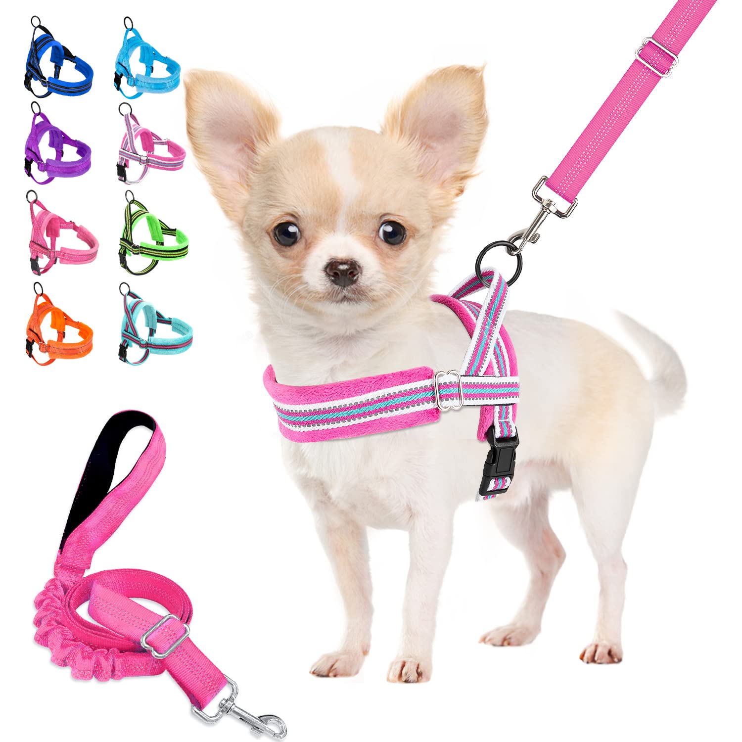 Arnés Lukovee para perro pequeño con ajuste cuello-pecho, paseo cómodo.