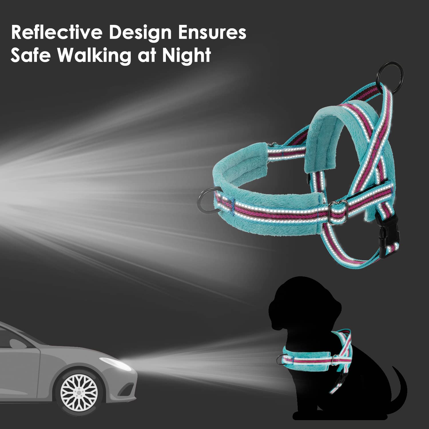 Lukovee arnés reflectivo para paseos nocturnos más seguros.