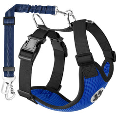 Lukovee cinturon-perros-coche azul, viaje seguro y cómodo para tu mascota.