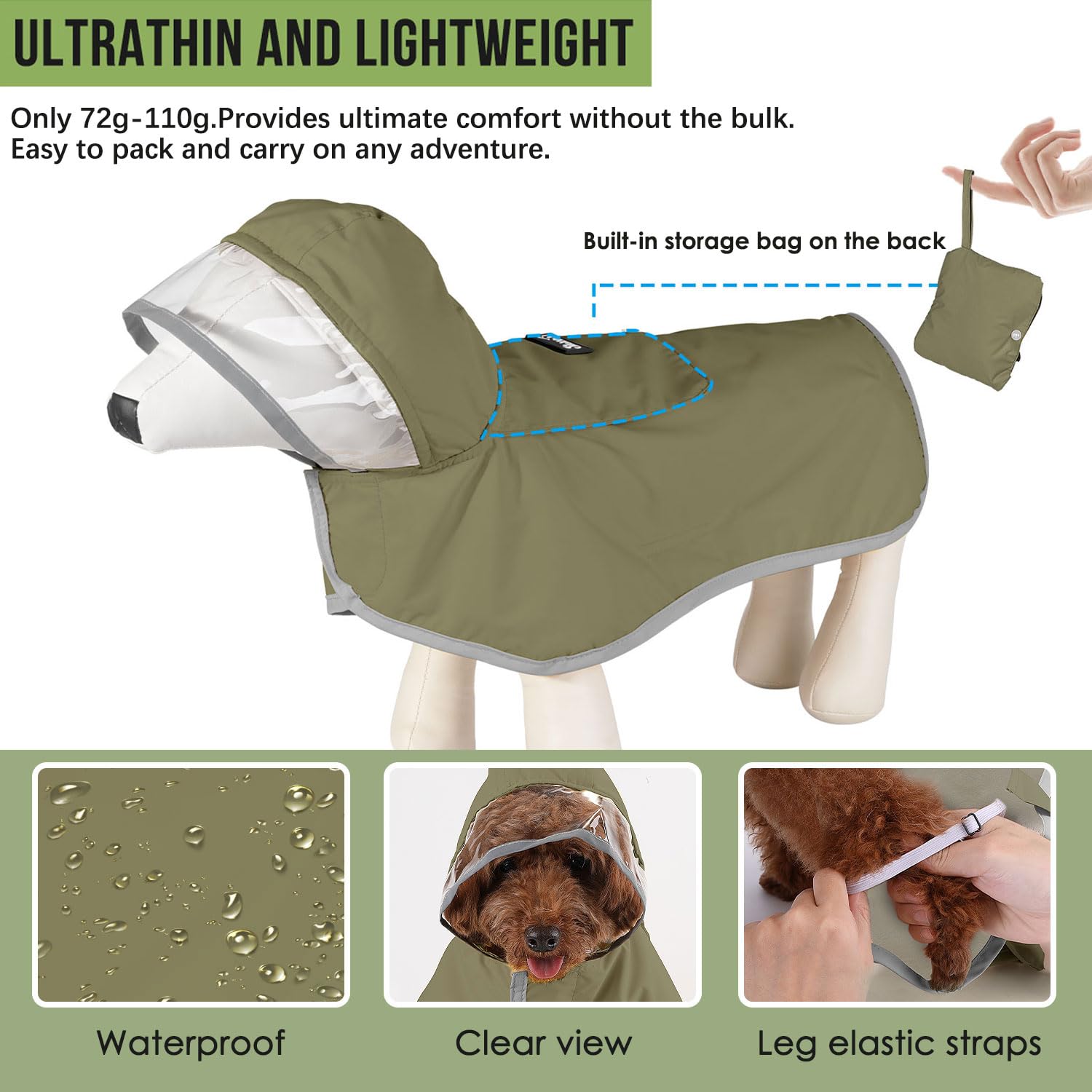 Abrigo Lukovee para perros bolsillo integrado para guardar accesorios