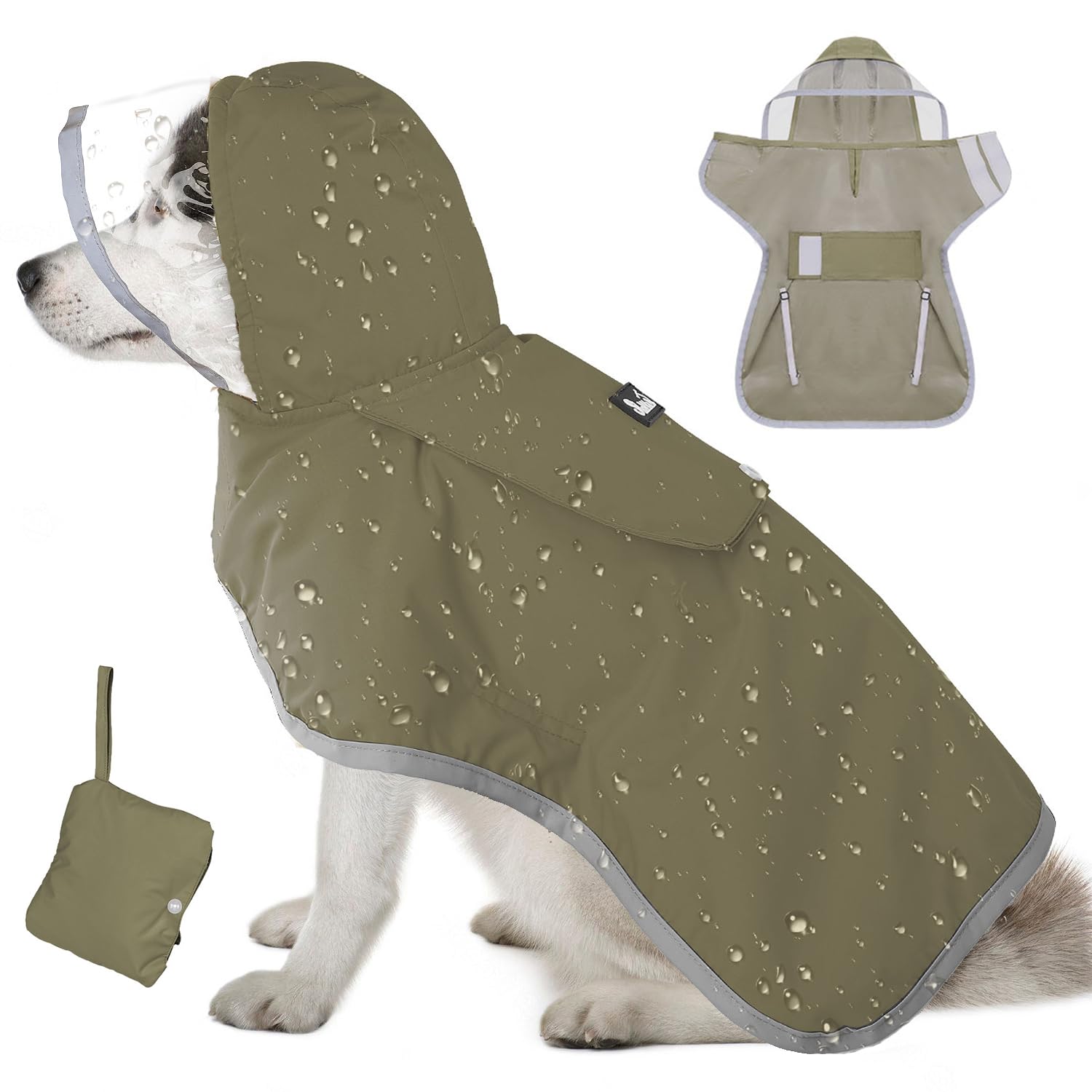 Abrigo Lukovee para perros capucha transparente claridad de visión para lluvia