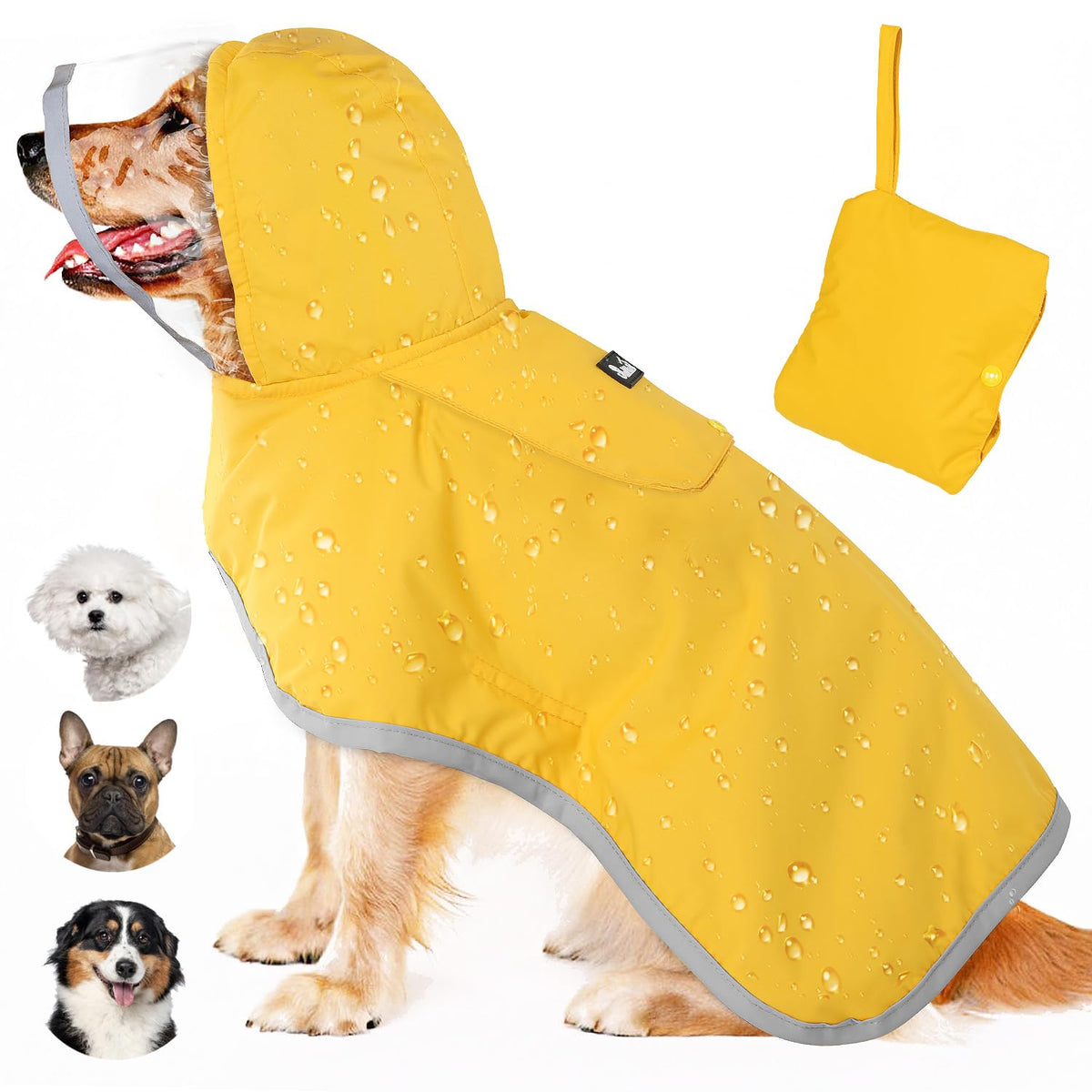 Lukovee capa de lluvia para perro con ajuste cómodo en todas las tallas
