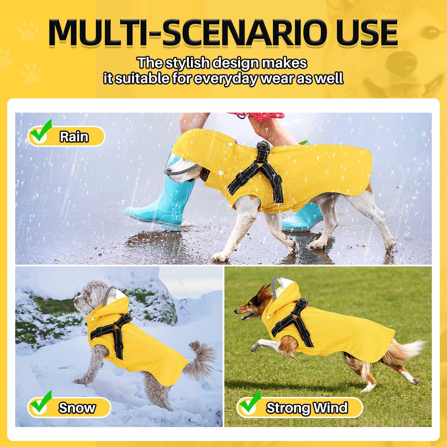 Chubasquero Lukovee amarillo facilita identificación y uso diario