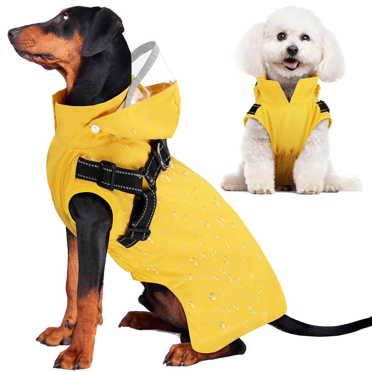 Lukovee chubasquero para perros con capucha removible protege de la lluvia
