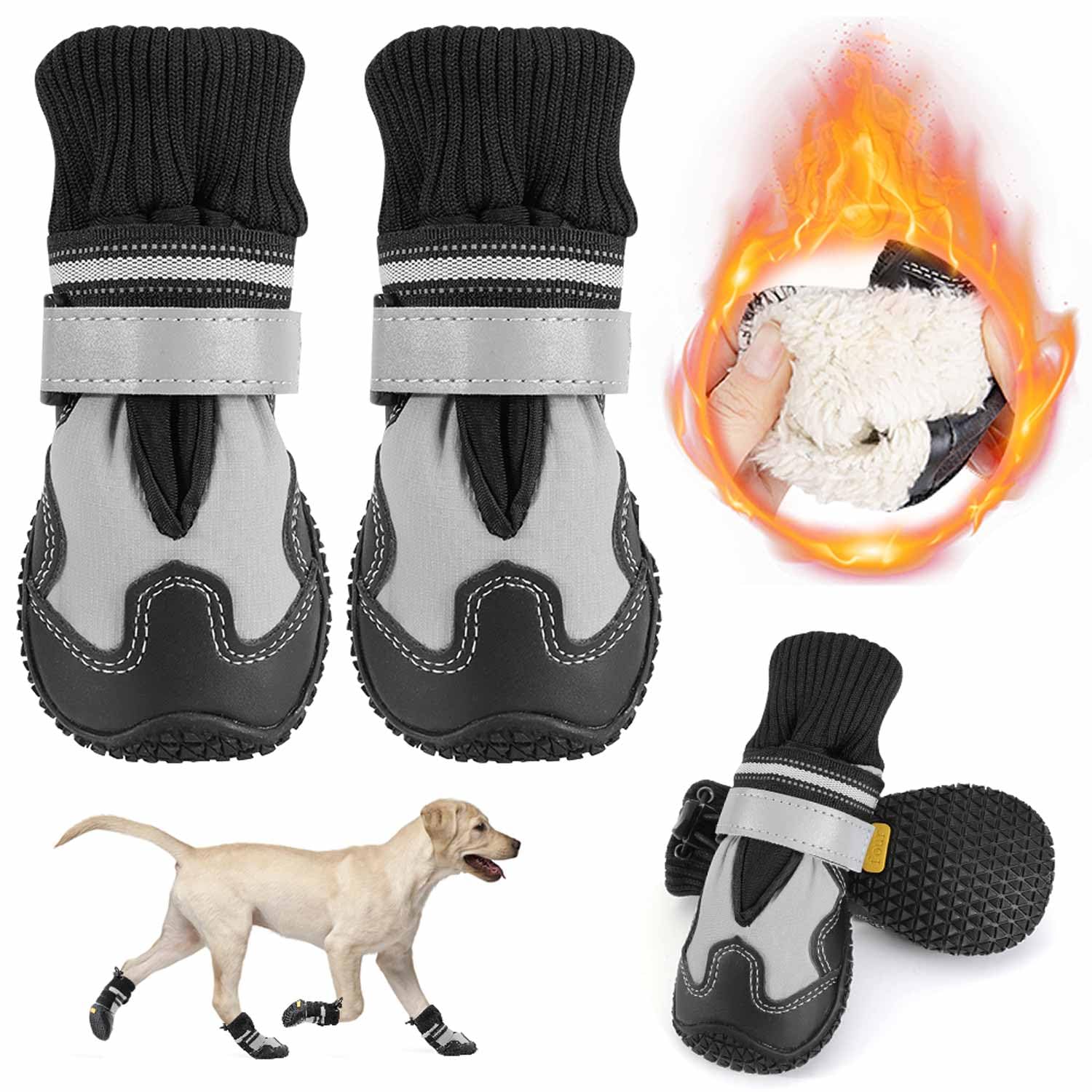 Lukovee zapato para perro con forro de pelo cálido, confort óptimo en frío
