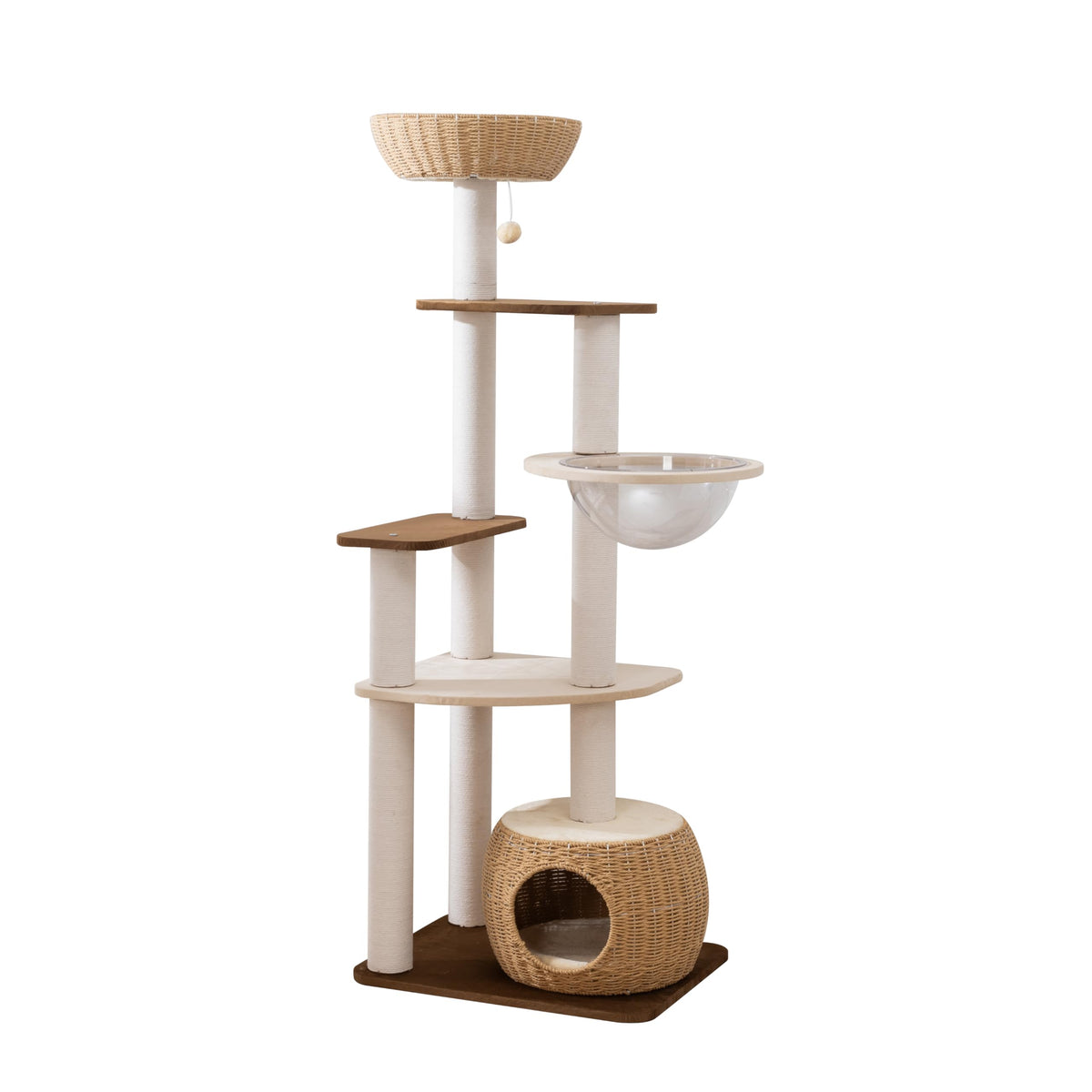 LULUCAT árbol para gatos de 63 pulgadas con plataformas de madera para juego y descanso