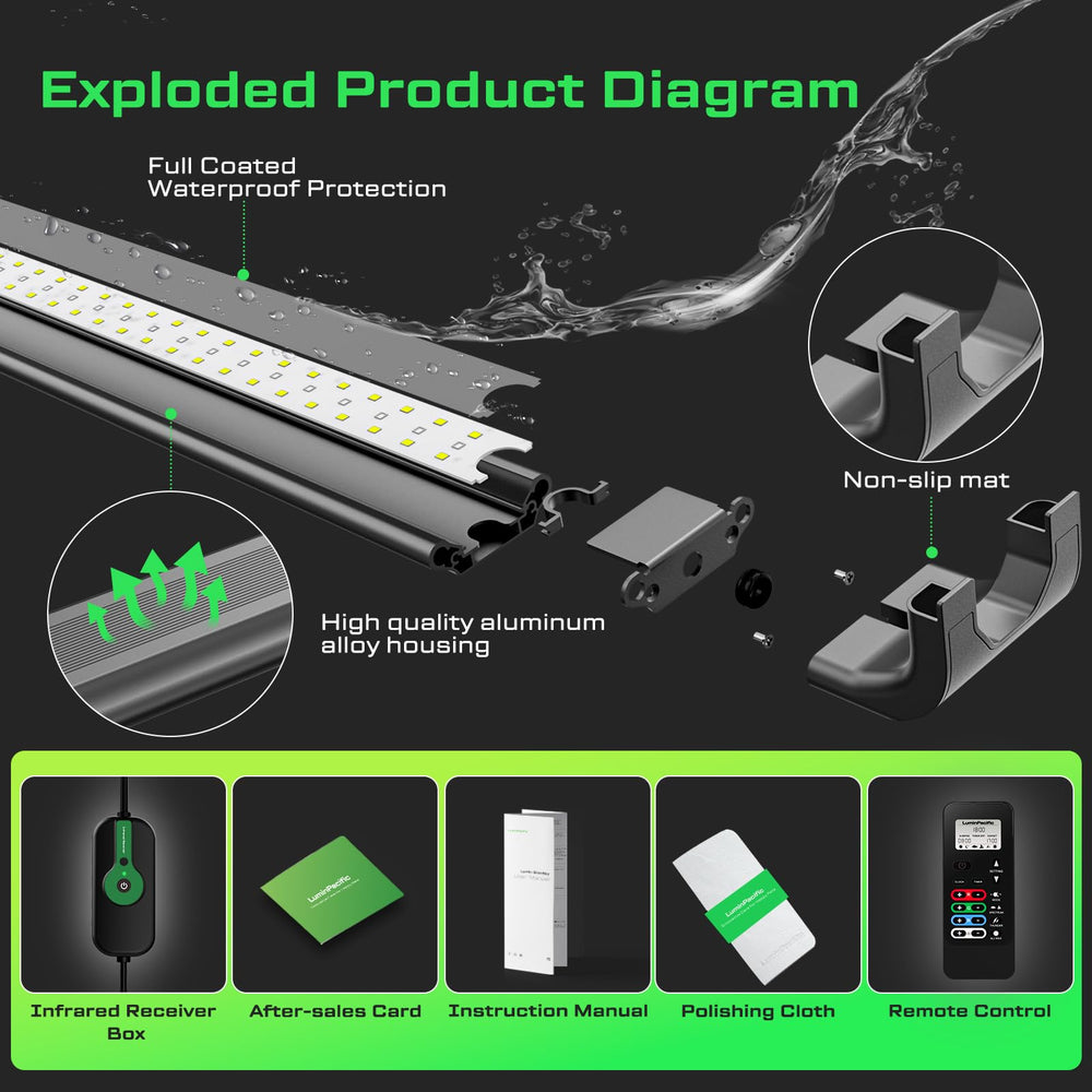 LuminPacific LED para acuario con tecnología de sellado total IP67 y durabilidad