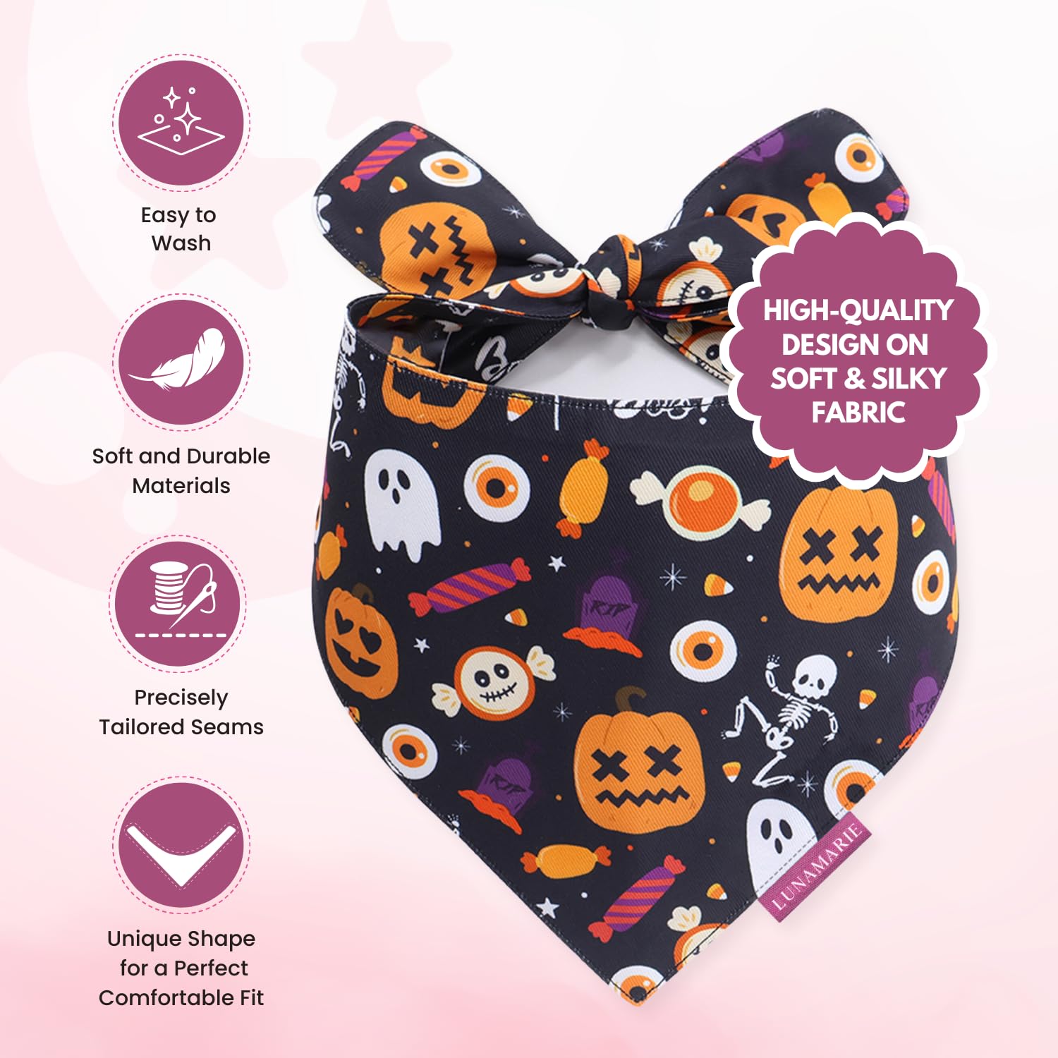 Bandana LunaMarie mediana, diseño ligero para uso diario.