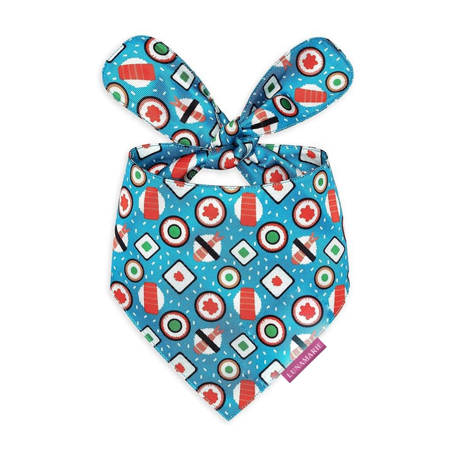 Bandana LunaMarie para mascota en cumpleaños con forma sushi, suave y cómoda