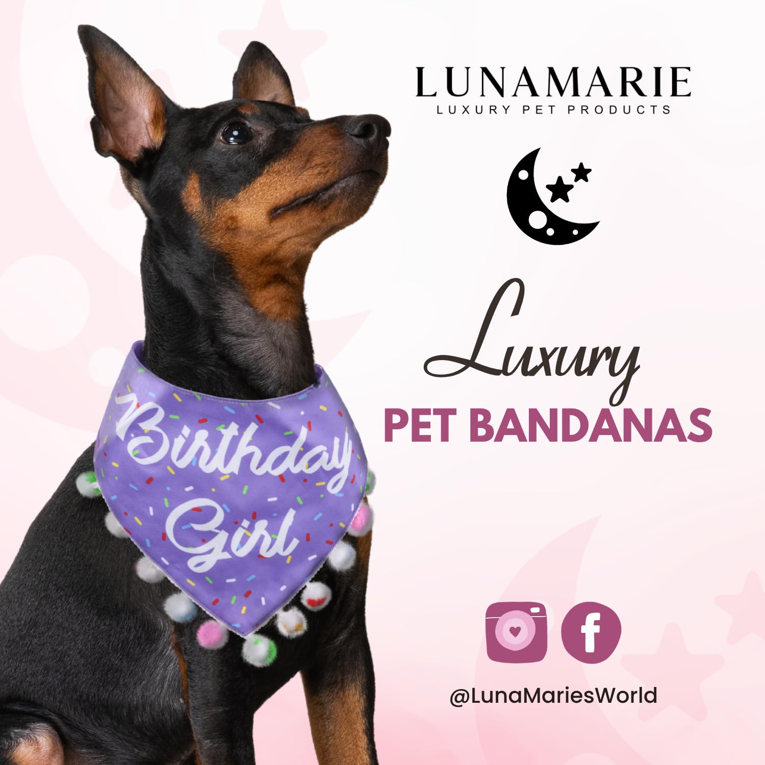 Bandana morada de LunaMarie talla grande, diseño elegante para eventos.