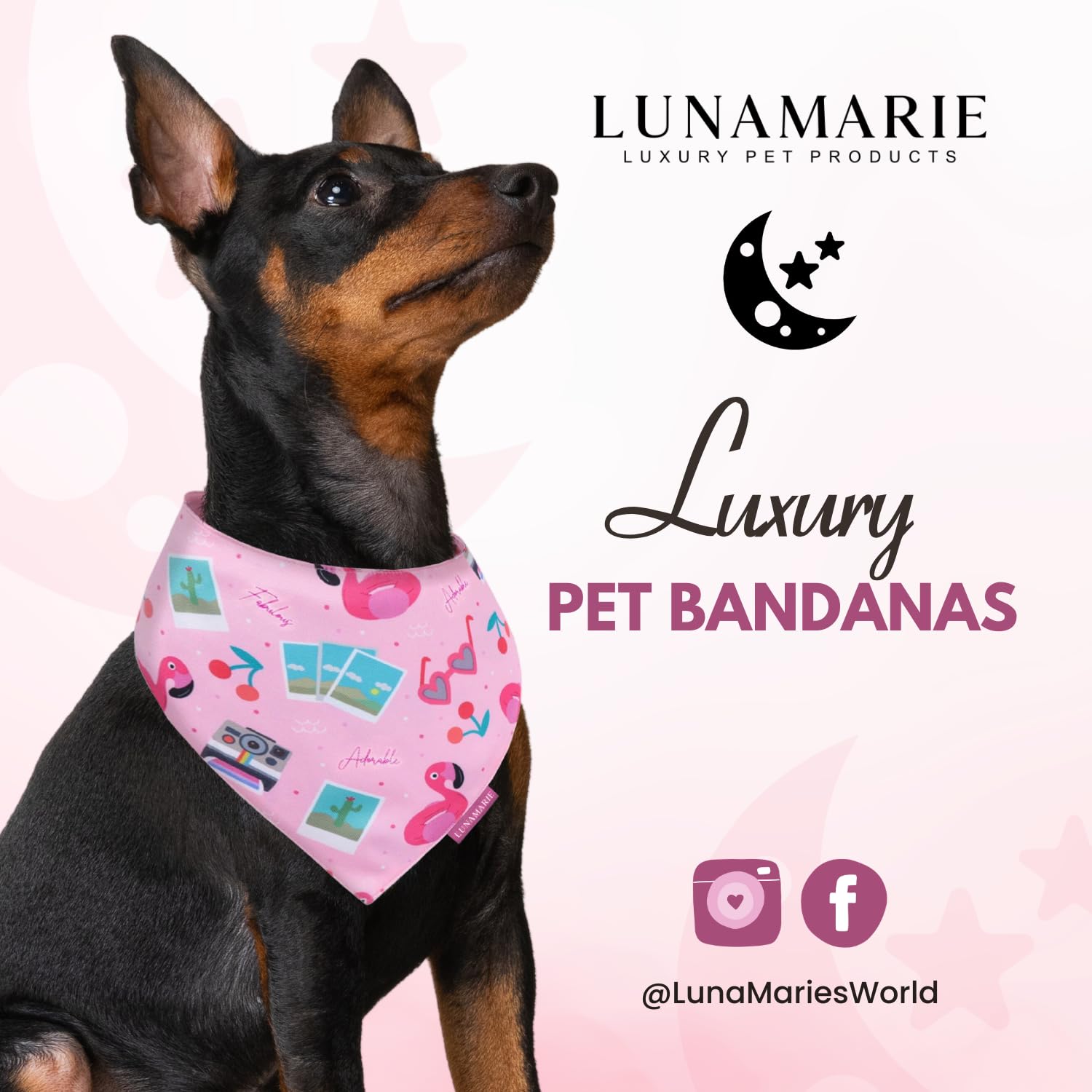Bandana LunaMarie poliéster suave, cómodo para uso diario.