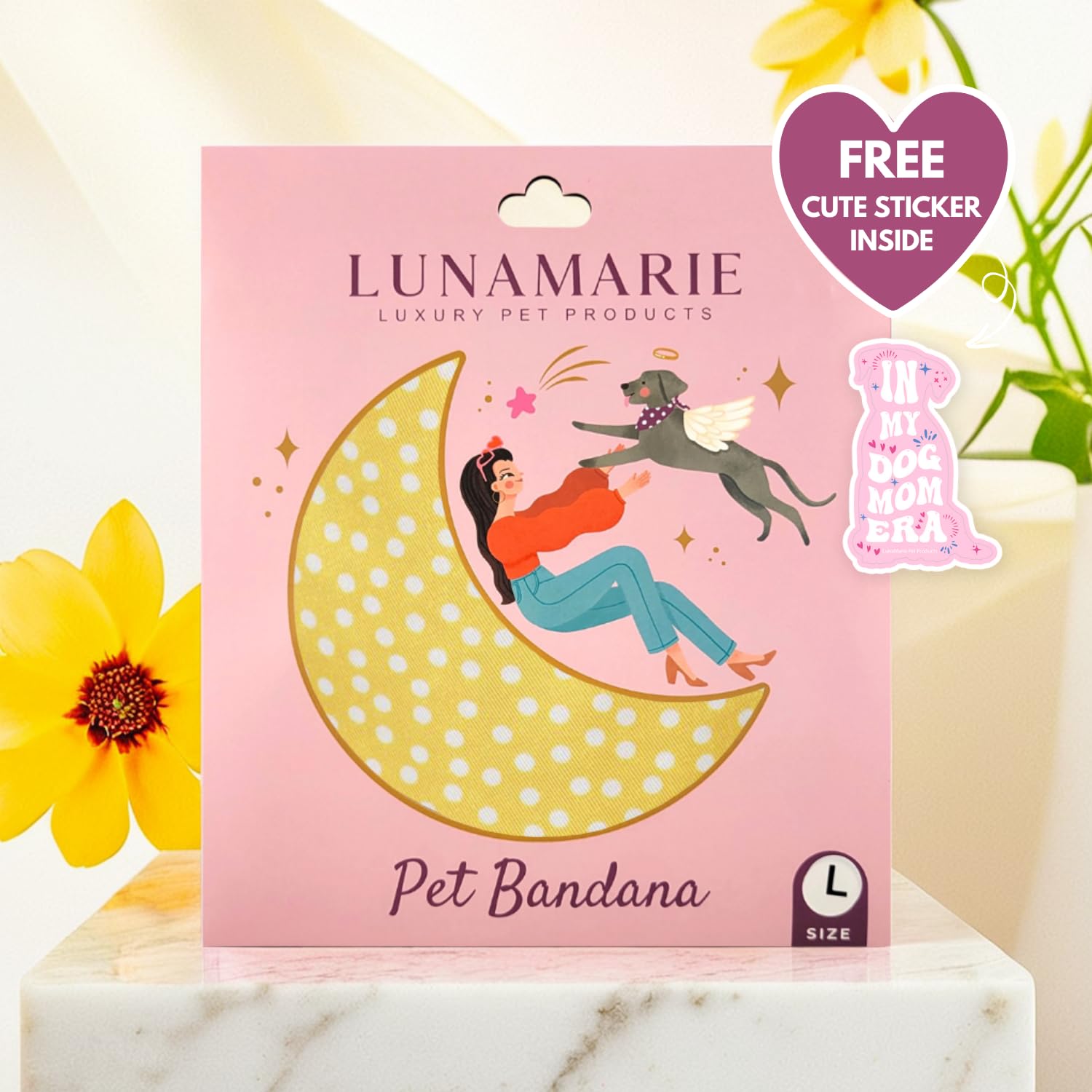 LunaMarie bandana puntos brillantes para perro, ideal para atuendos festivos.