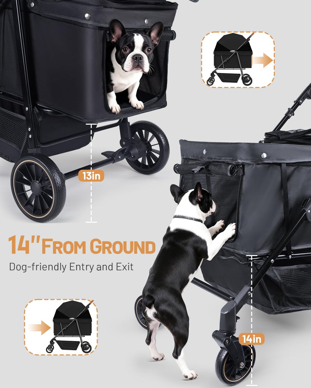 LUODIER adjustable handle height for comfortable pushing.