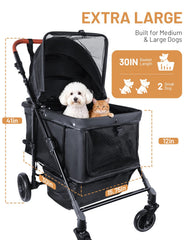 LUODIER dog stroller rear doors for convenient loading and unloading.