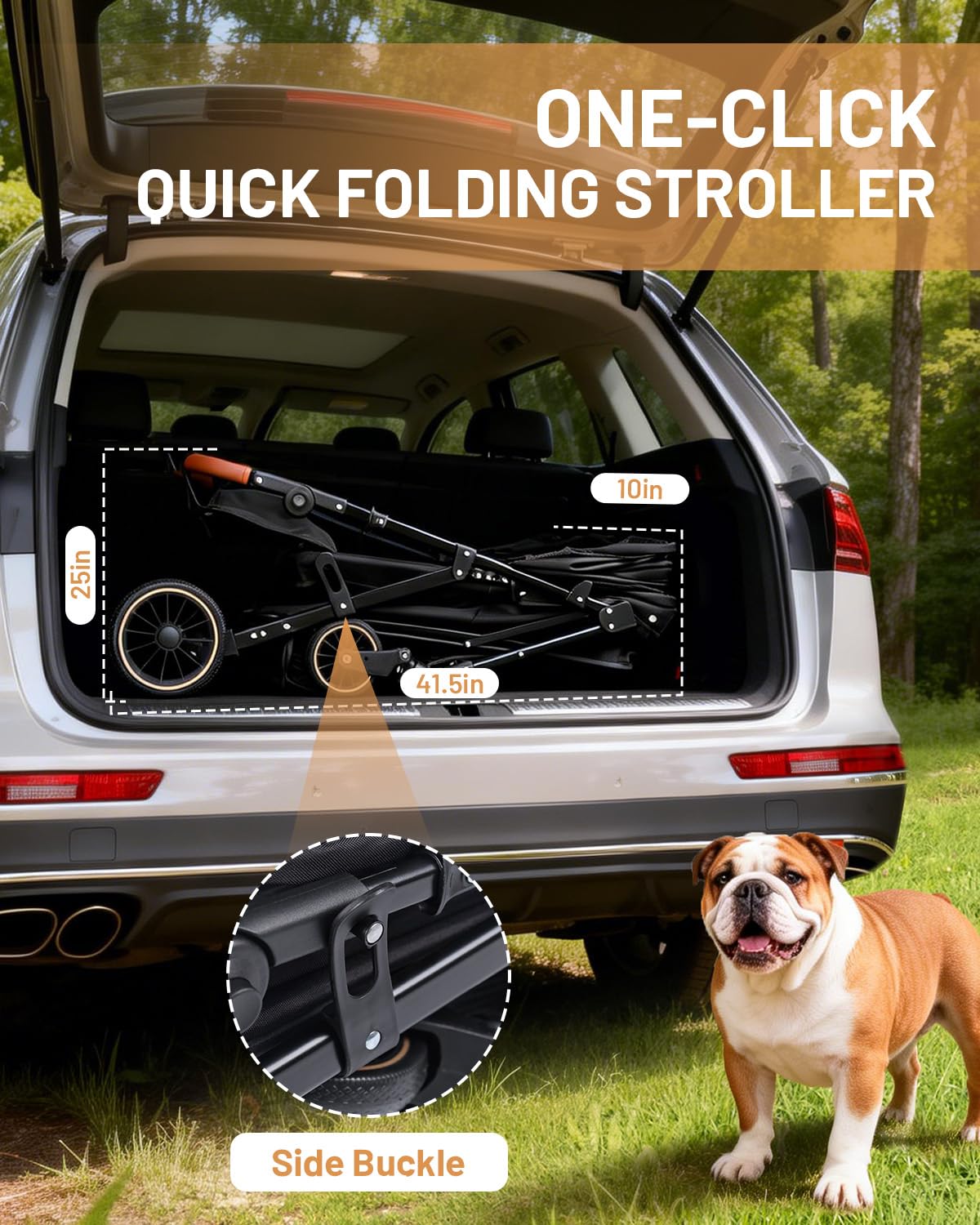 LUODIER storage organizer keeps essentials within reach during walks.