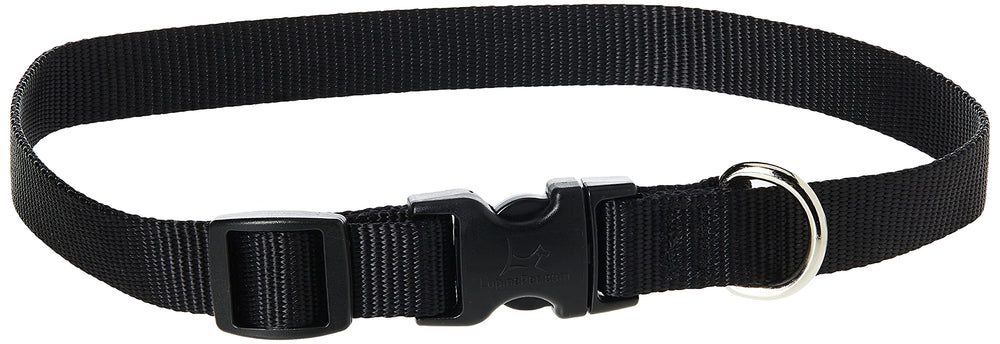 Collar LupinePet Basics ajustable 3-4 pulgadas, negro, para uso diario.