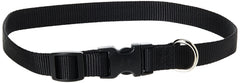 Collar LupinePet Basics ajustable 3-4 pulgadas, negro, para uso diario.